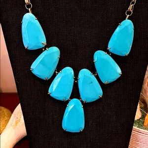 NWOT kendra scott gold harlow statement necklace turquoise Blue